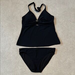 2bamboo Black Halter Tankini Top with Matching Bikini Brief